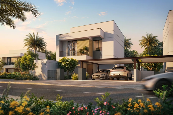 Landscaped residential streets in Al Ghadeer Parks